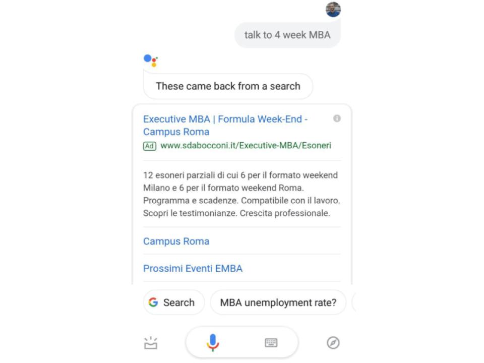 Screenshot of ads in Google Assistant