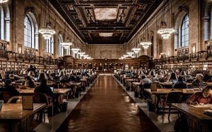 photo of people in a library