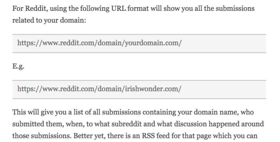 URL Format for submissions related to domain