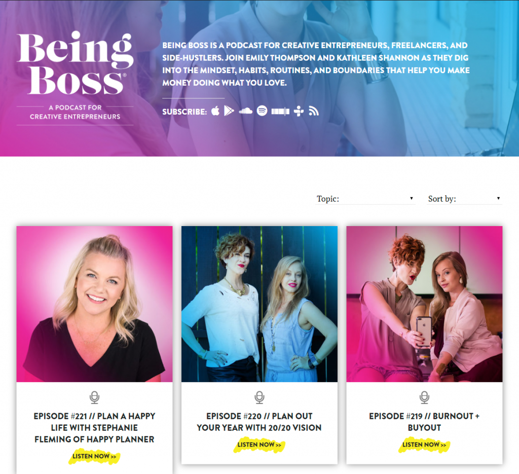 Being Boss podcast homepage